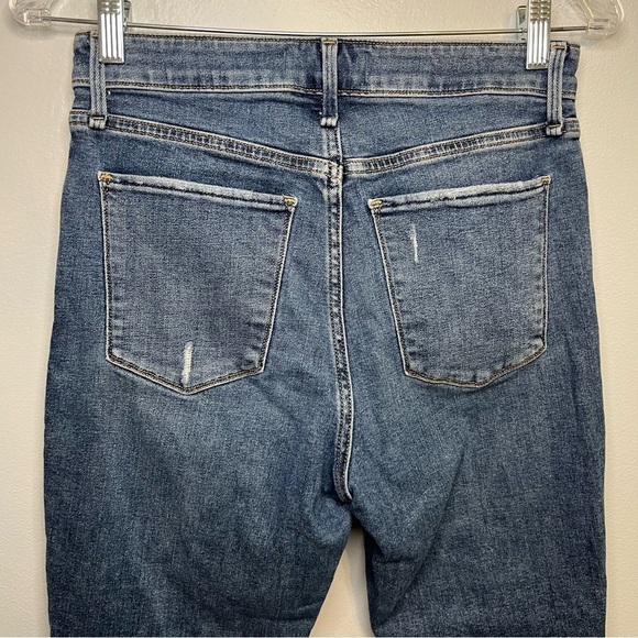 AF Jeans Womens 28 Blue High Rise Super Skinny Ankle Distressed Button Fly Short - Picture 7 of 10